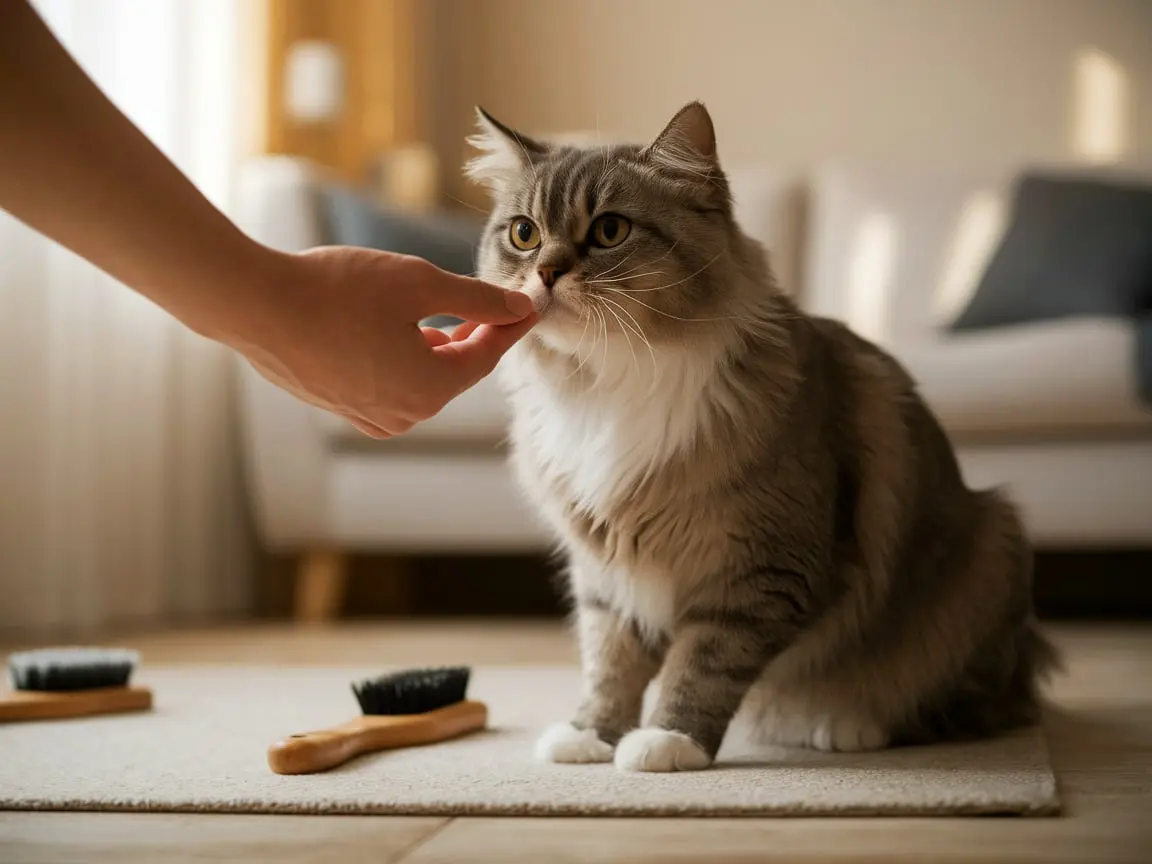 cats bites while grooming