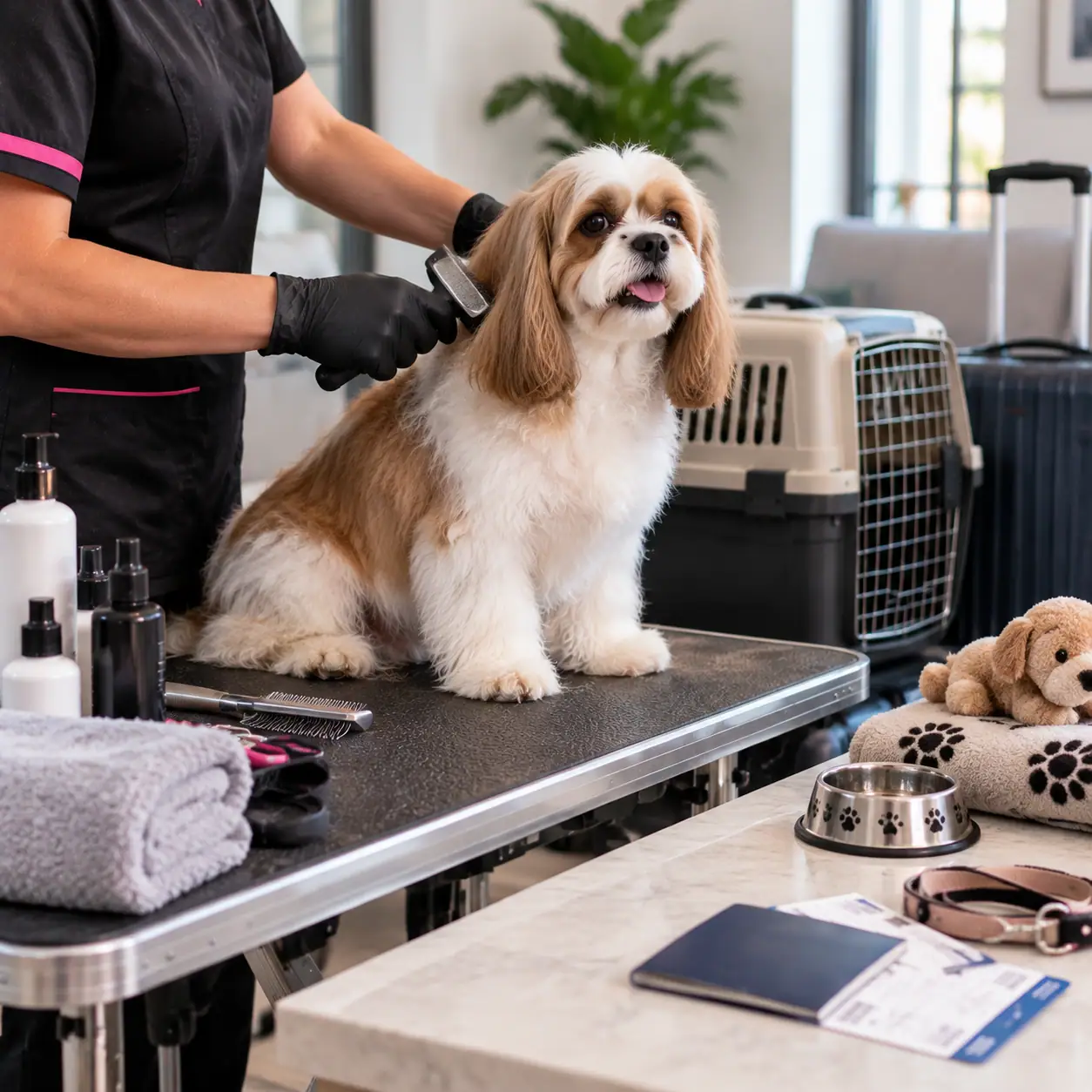 pet grooming before flying